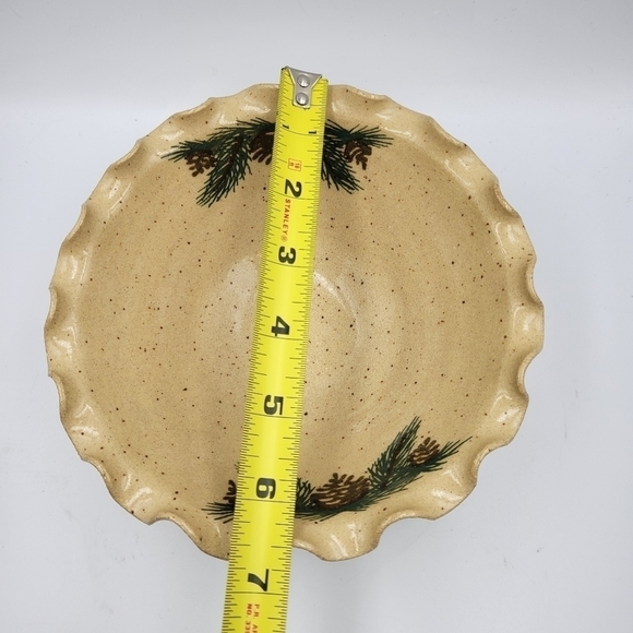 Boot Hill Pottery Ceramic Ruffle Bowl with Pine Accents - Picture 5 of 5